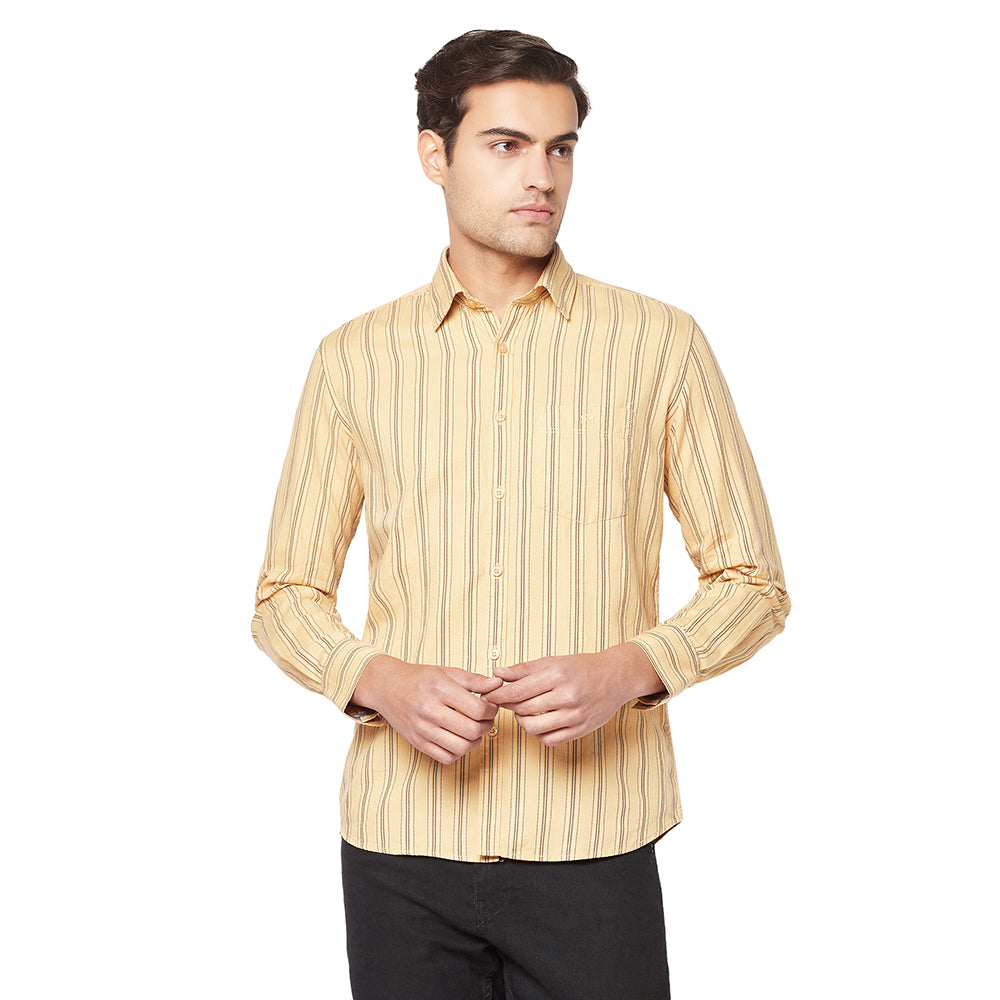 Striped Yellow Shirt-Men Shirts-Crimsoune Club