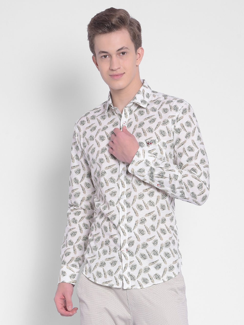 White Floral Shirt-Men Shirts-Crimsoune Club