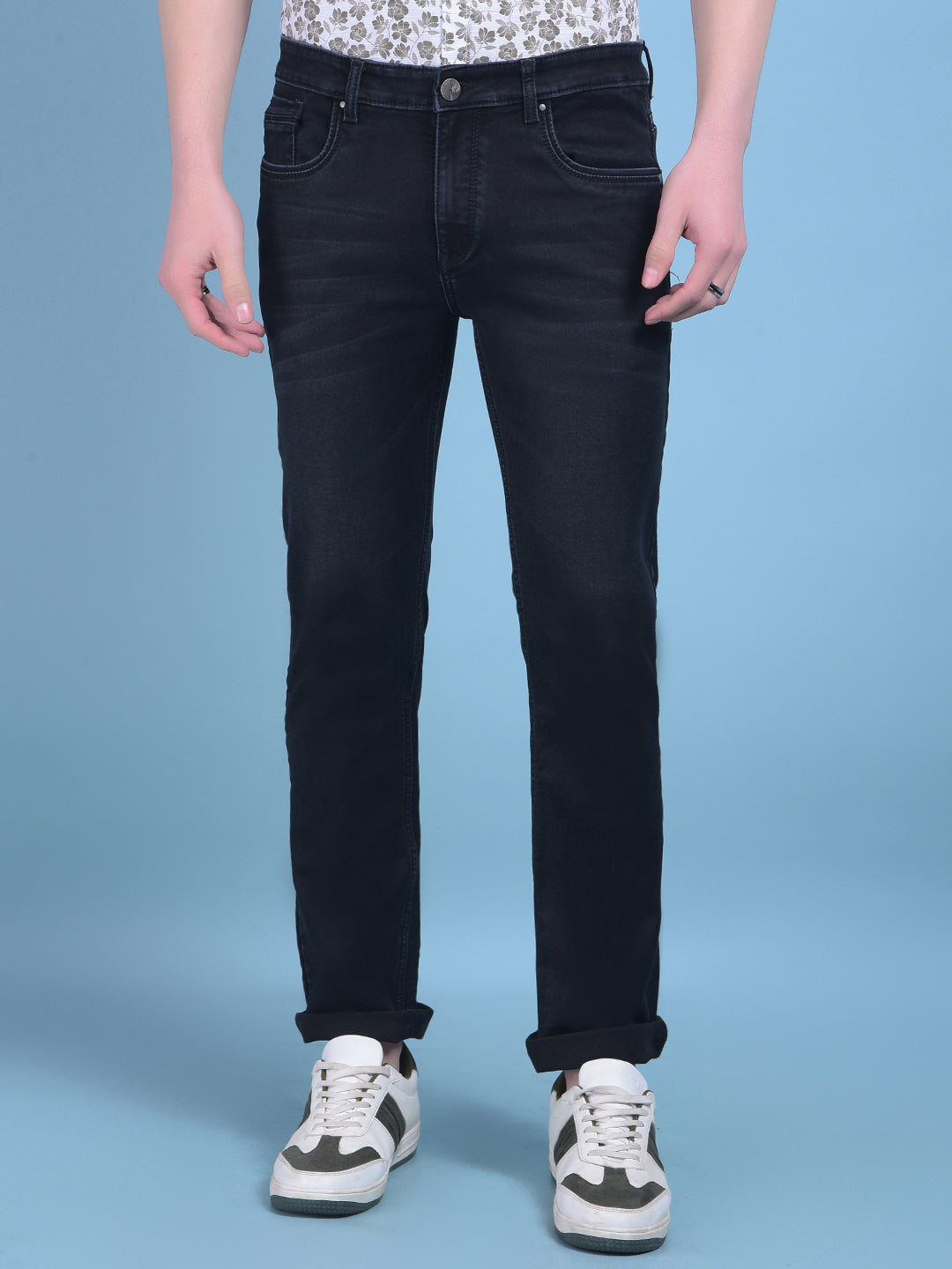 Dark Grey Stretchable Jeans-Men Jeans-Crimsoune Club