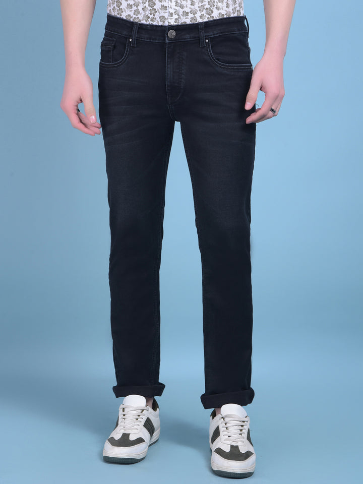 Dark Grey Stretchable Jeans-Men Jeans-Crimsoune Club