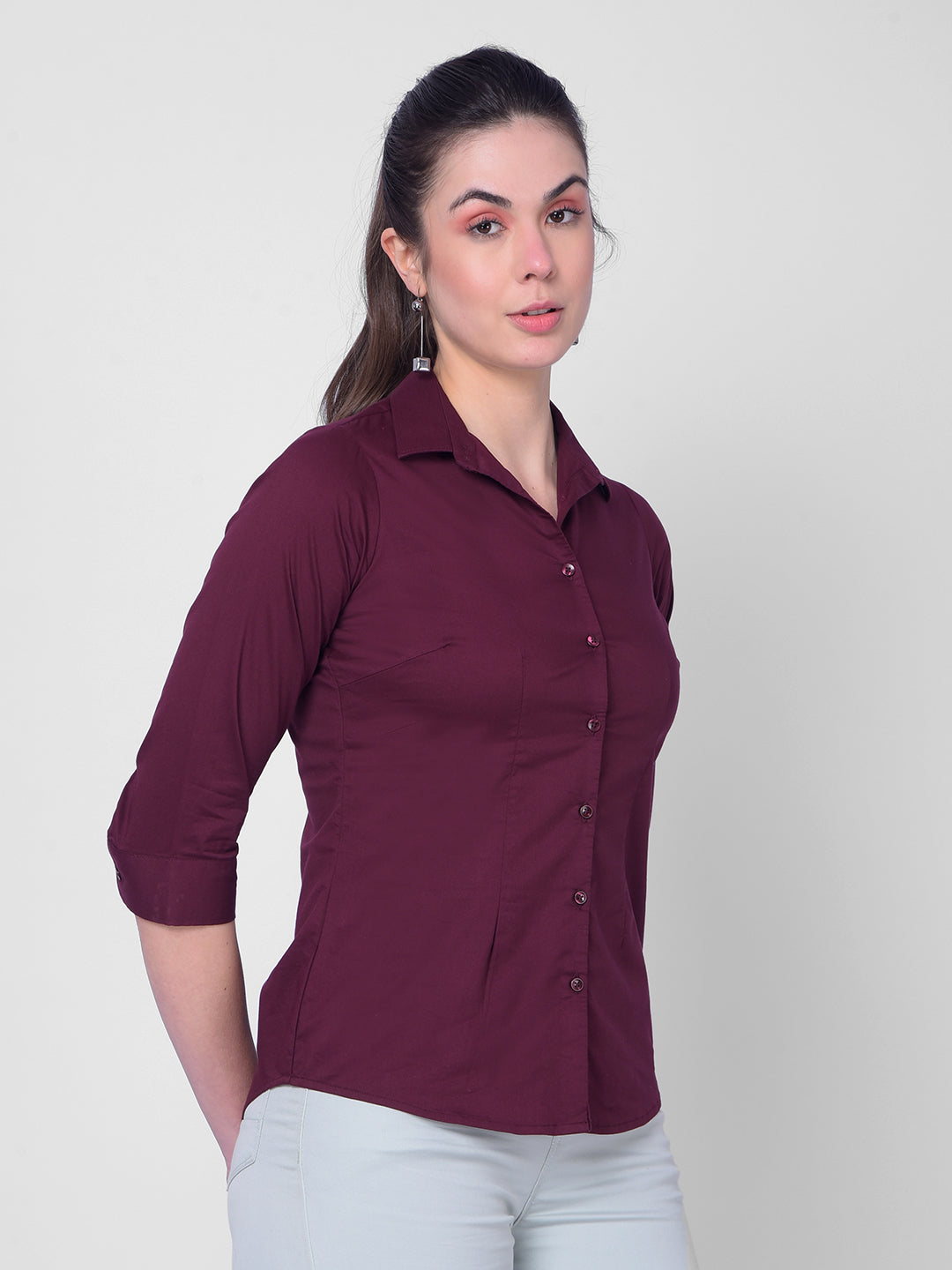 Maroon Shirt-Women Shirts-Crimsoune Club