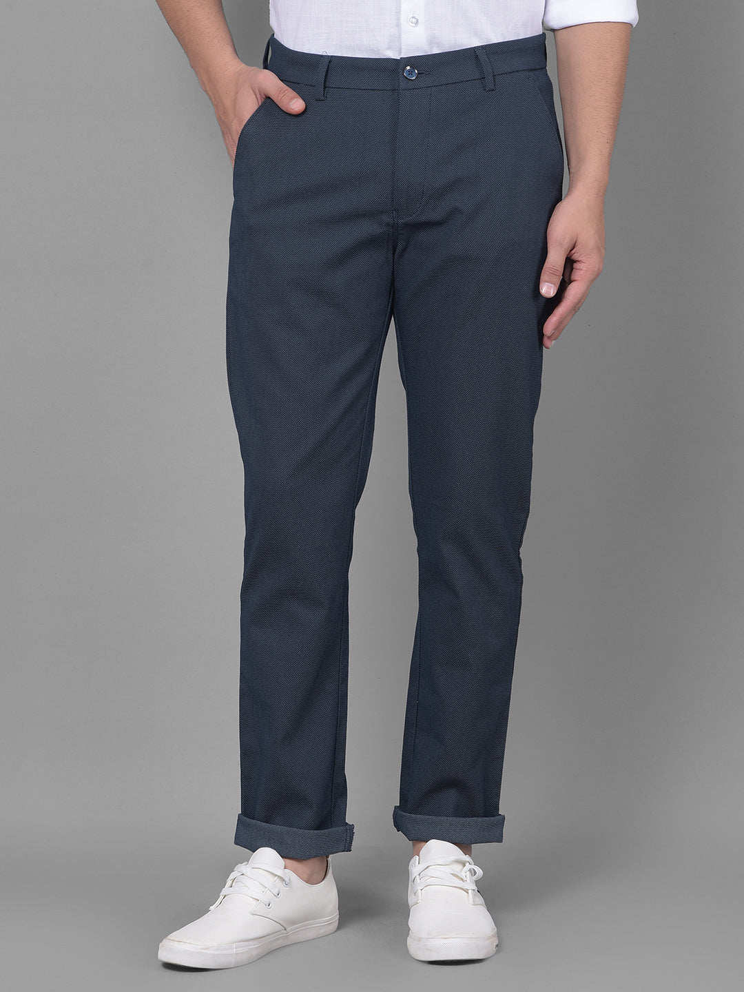 Navy Blue Trousers-Men Trousers-Crimsoune Club