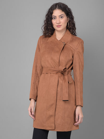 Brown Wrap Coat-Women Coats-Crimsoune Club