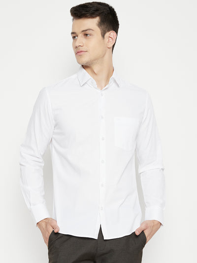 White Solid Shirt-Men Shirts-Crimsoune Club