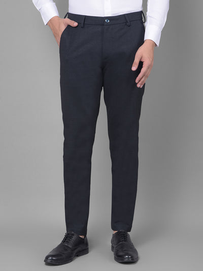 Navy Blue Checked Trousers-Men Trousers-Crimsoune Club