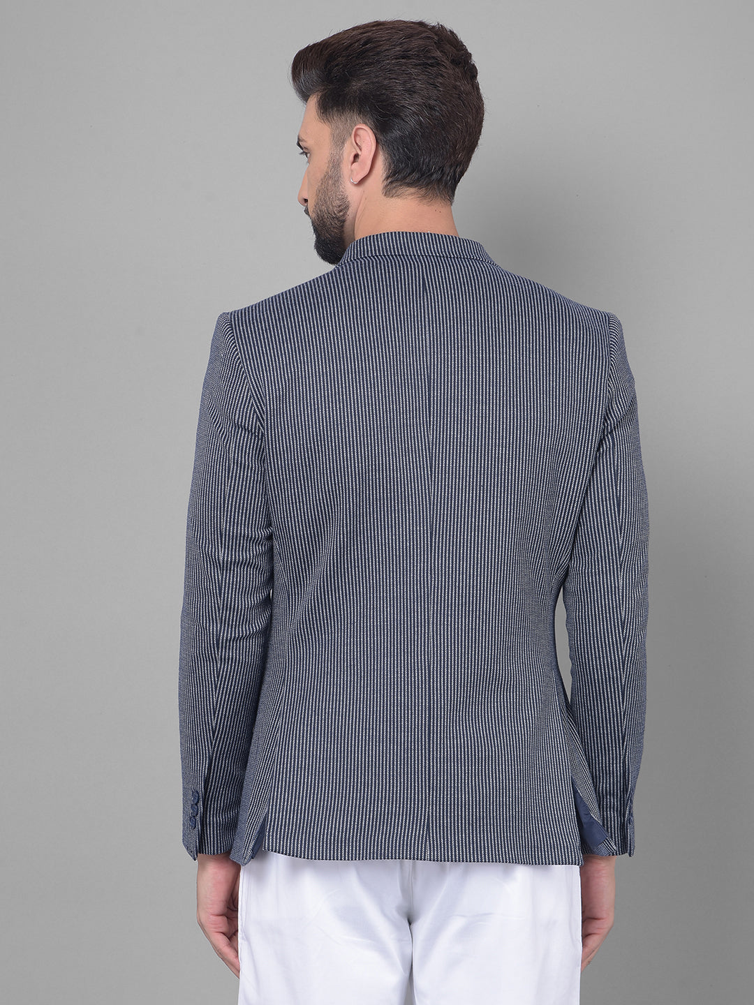 Navy Blue Striped Blazer Crimsoune Club