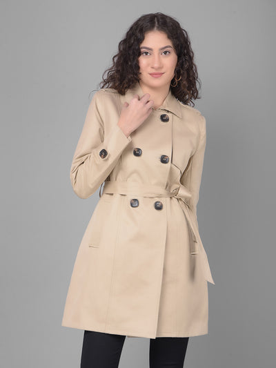 Beige Trench Coat-Women Coats-Crimsoune Club