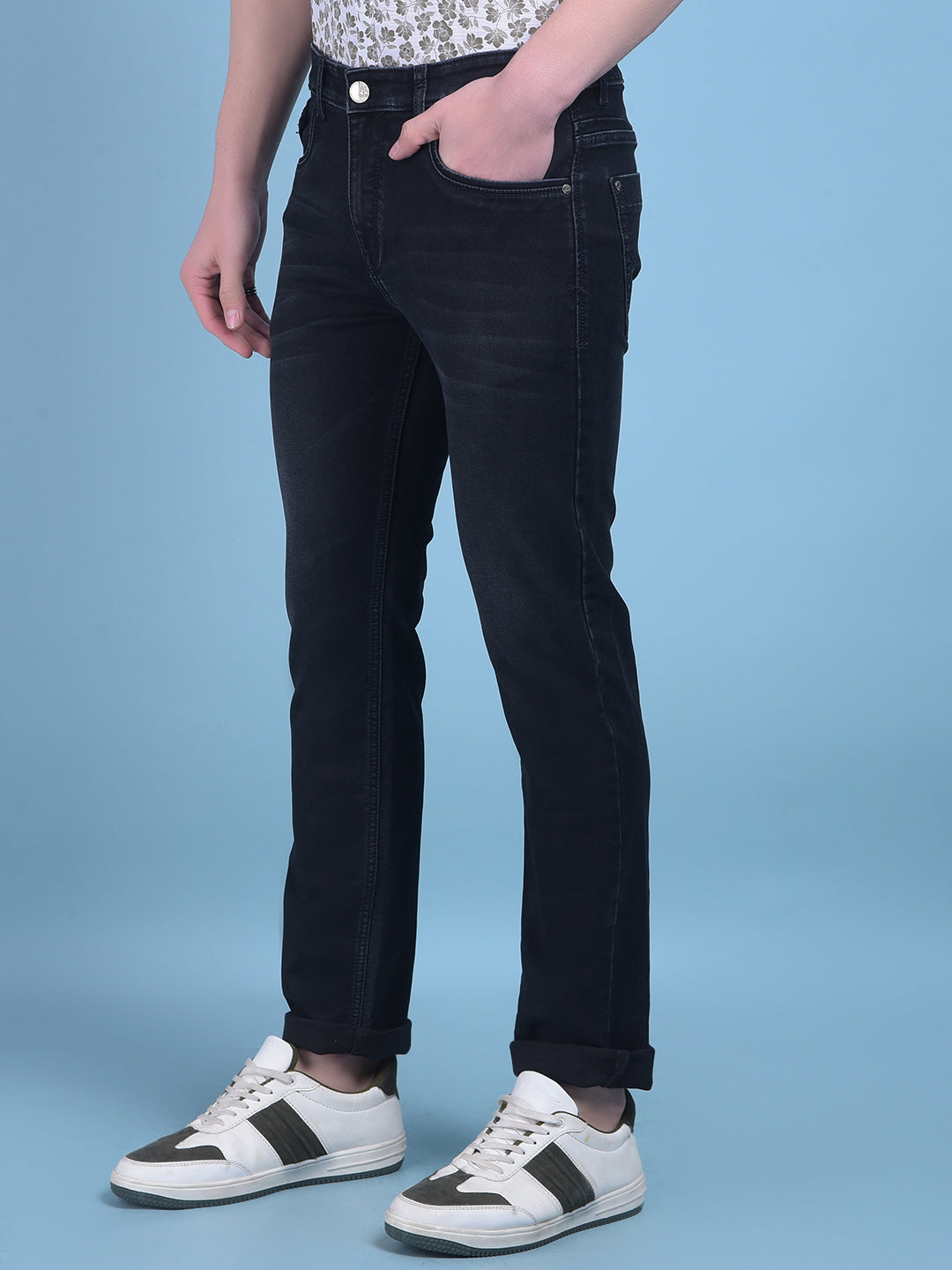 Dark Grey Stretchable Jeans-Men Jeans-Crimsoune Club