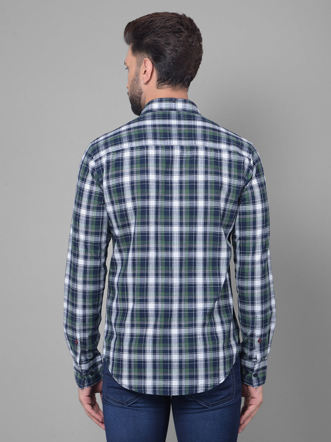 Navy Blue Checked Shirt-Men Shirts-Crimsoune Club