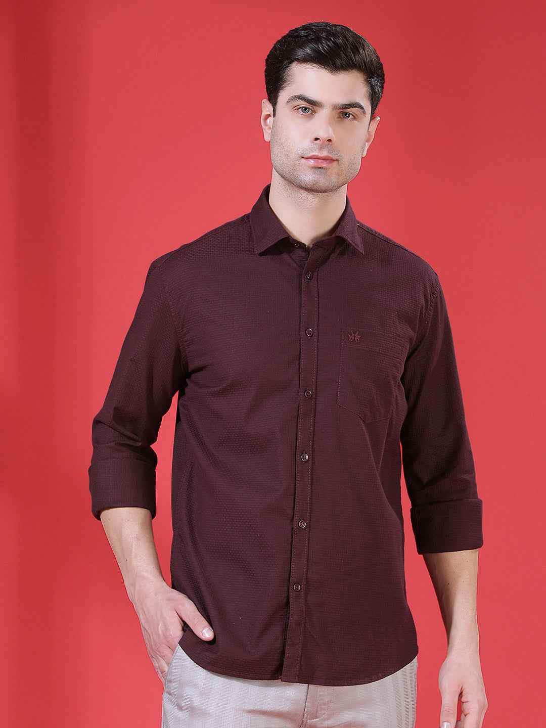 Wine Micro Texture Shirt