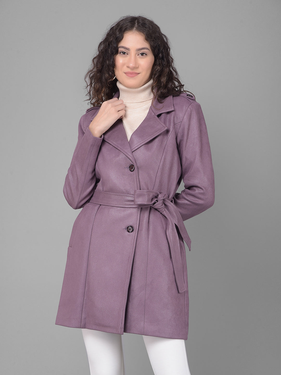 Purple Suede Trench Coat-Women Coats-Crimsoune Club