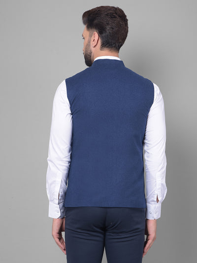Navy Blue Waistcoat-Men Waistcoats-Crimsoune Club