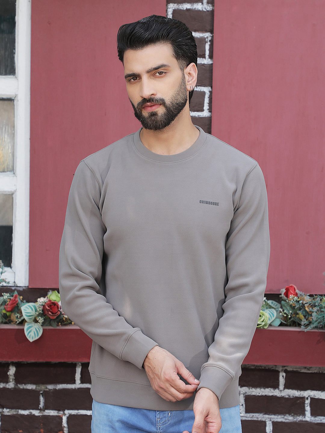 Chic Fog Grey Sweatshirt-Men Sweatshirts-Crimsoune Club