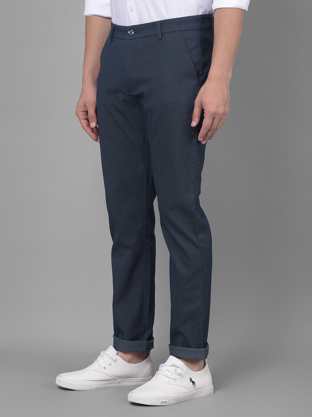 Navy Blue Trousers-Men Trousers-Crimsoune Club