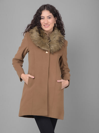 Brown Overcoat-Women Coats-Crimsoune Club