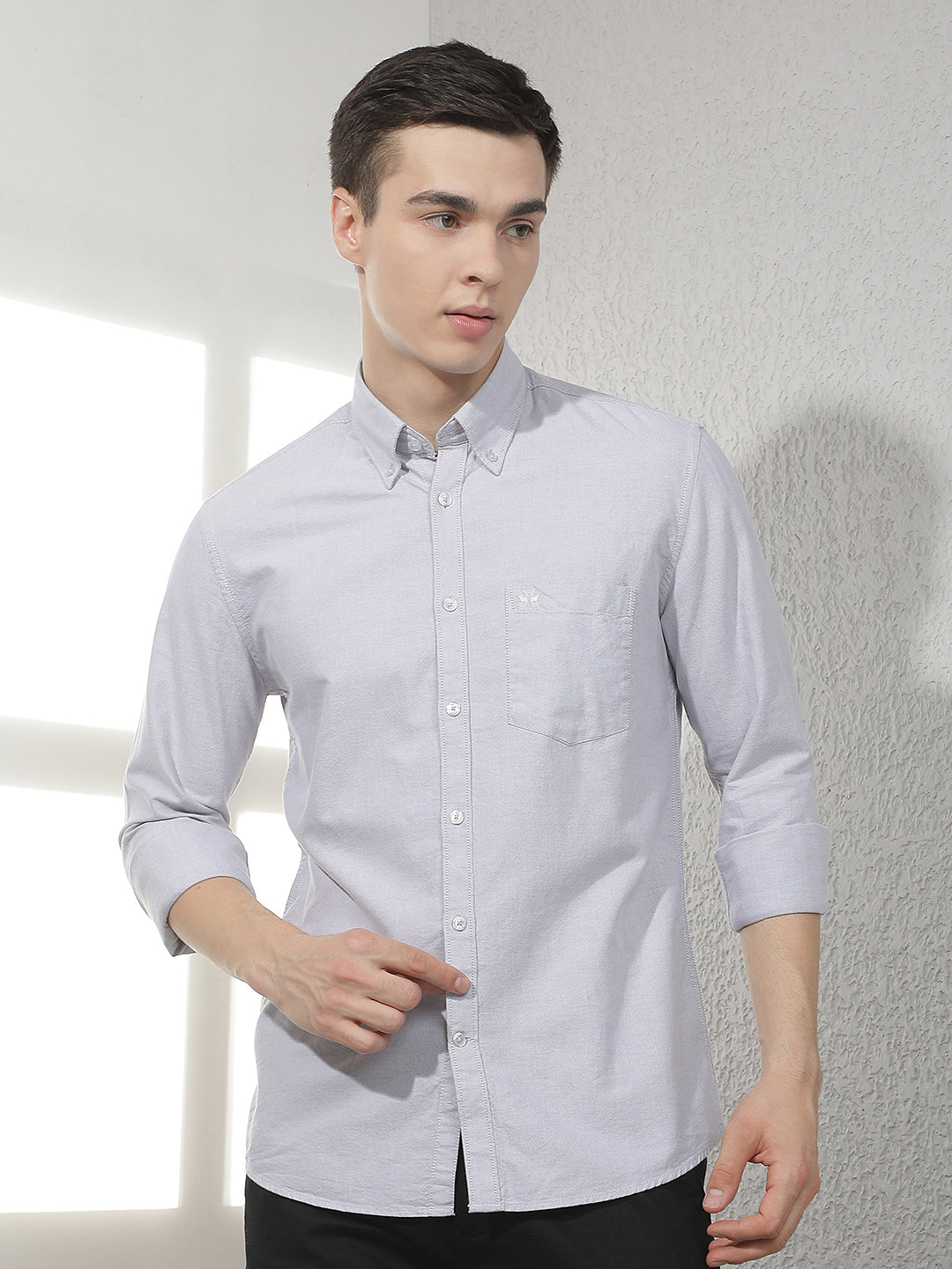 Grey 100% Cotton Shirt-Men Shirts-Crimsoune Club