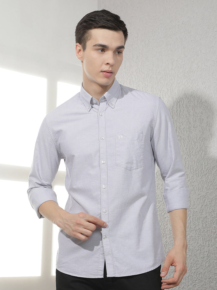 Grey 100% Cotton Shirt-Men Shirts-Crimsoune Club