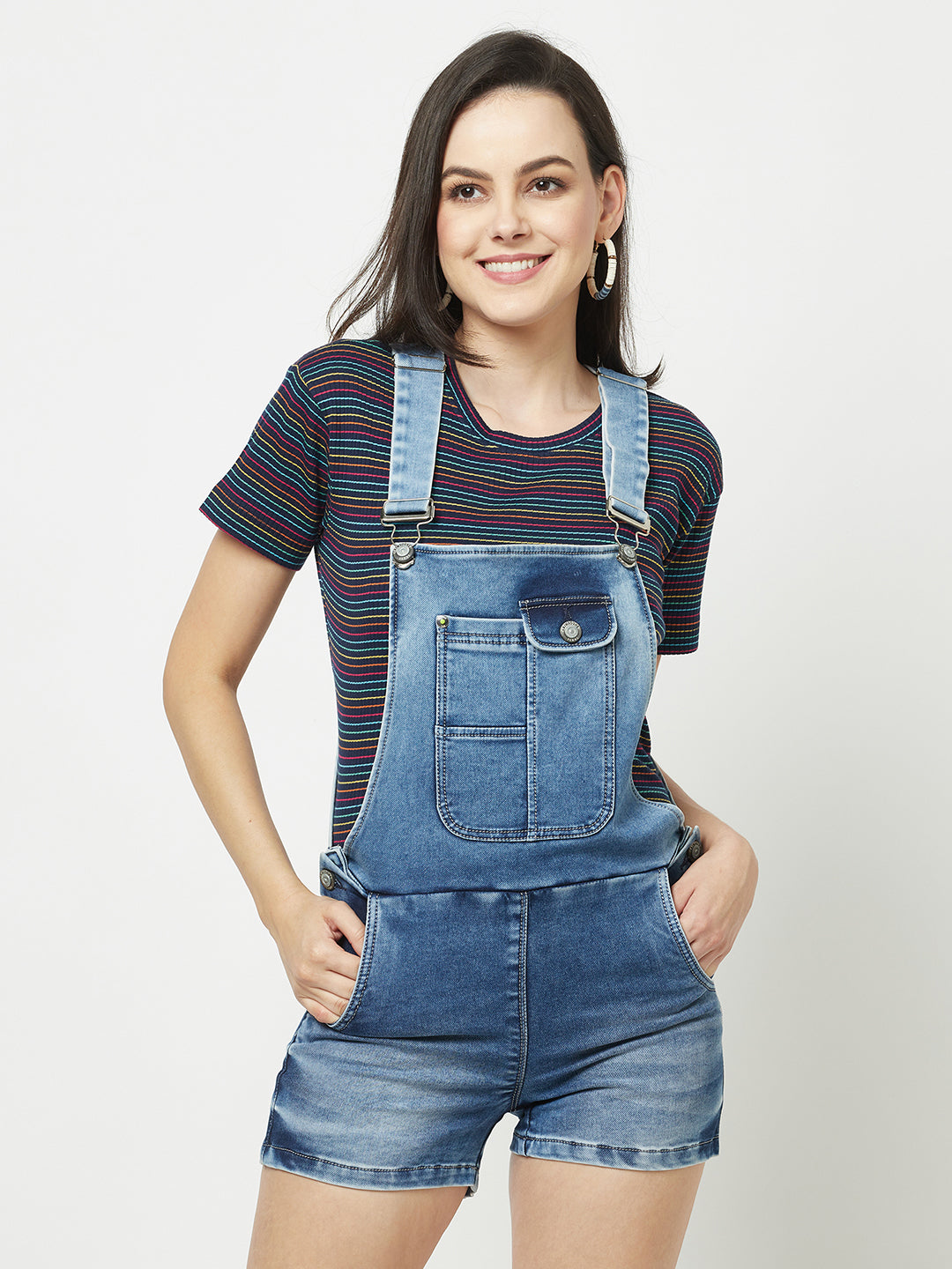 Denim Dungarees-Women Dungarees-Crimsoune Club