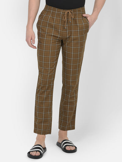 Brown Checked Lounge Pants-Men Lounge Pants-Crimsoune Club