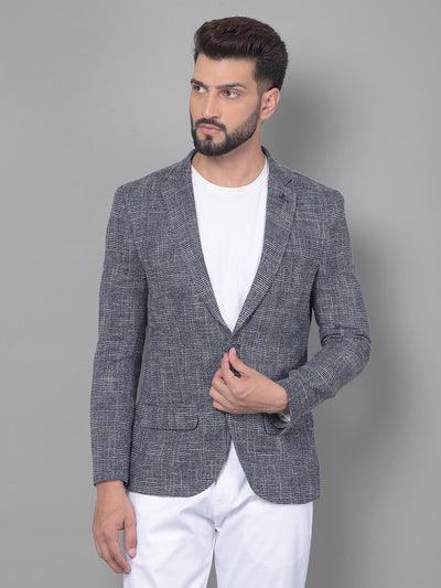 Grey Checked Blazer-Men Blazers-Crimsoune Club