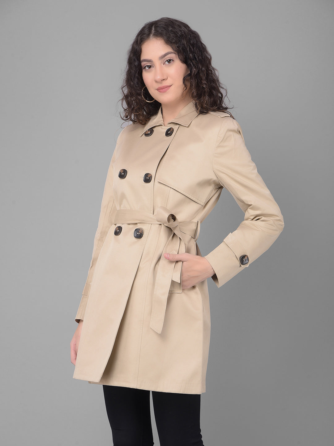 Beige Trench Coat-Women Coats-Crimsoune Club