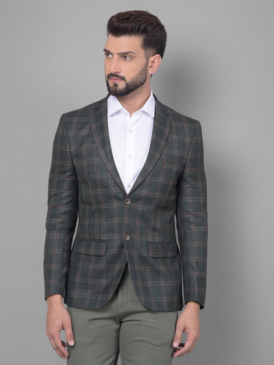 Green Checked Blazer-Men Blazers-Crimsoune Club