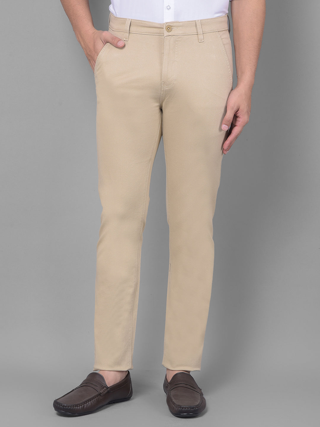 Beige Trousers-Men Trousers-Crimsoune Club
