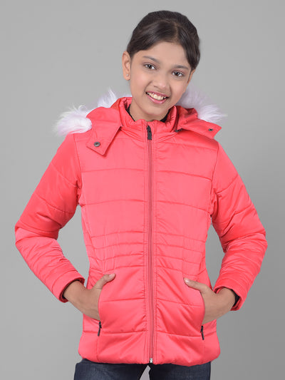 Red Padded Jacket With Hood-Girls Jackets-Crimsoune Club