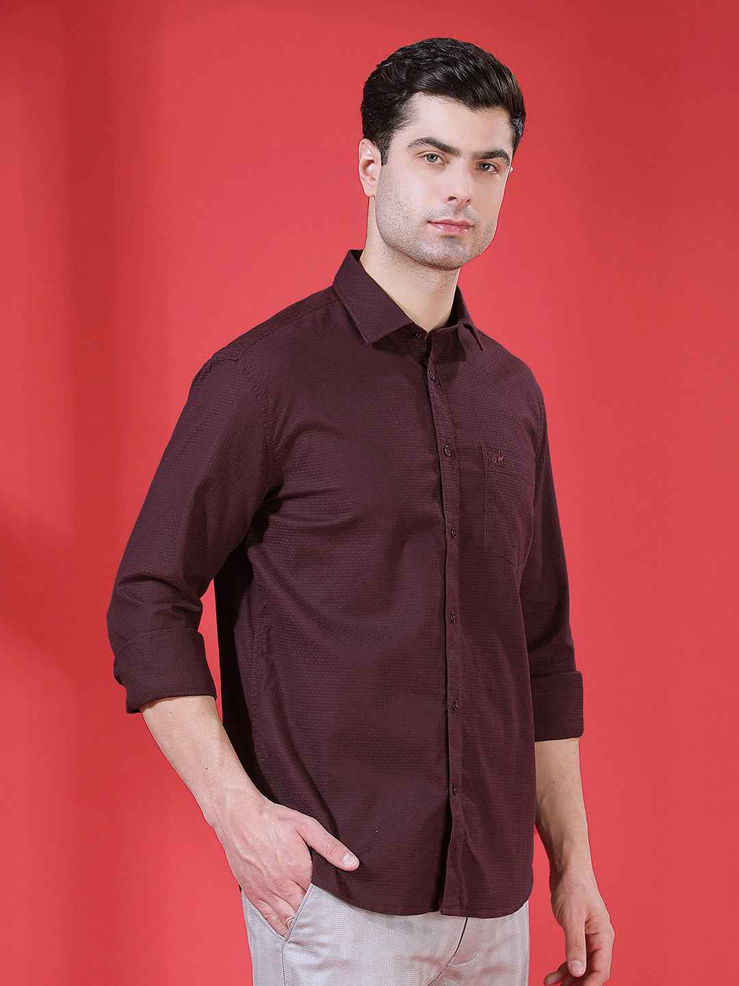 Wine Micro Texture Shirt