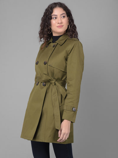 Olive Trench Coat-Women Coats-Crimsoune Club