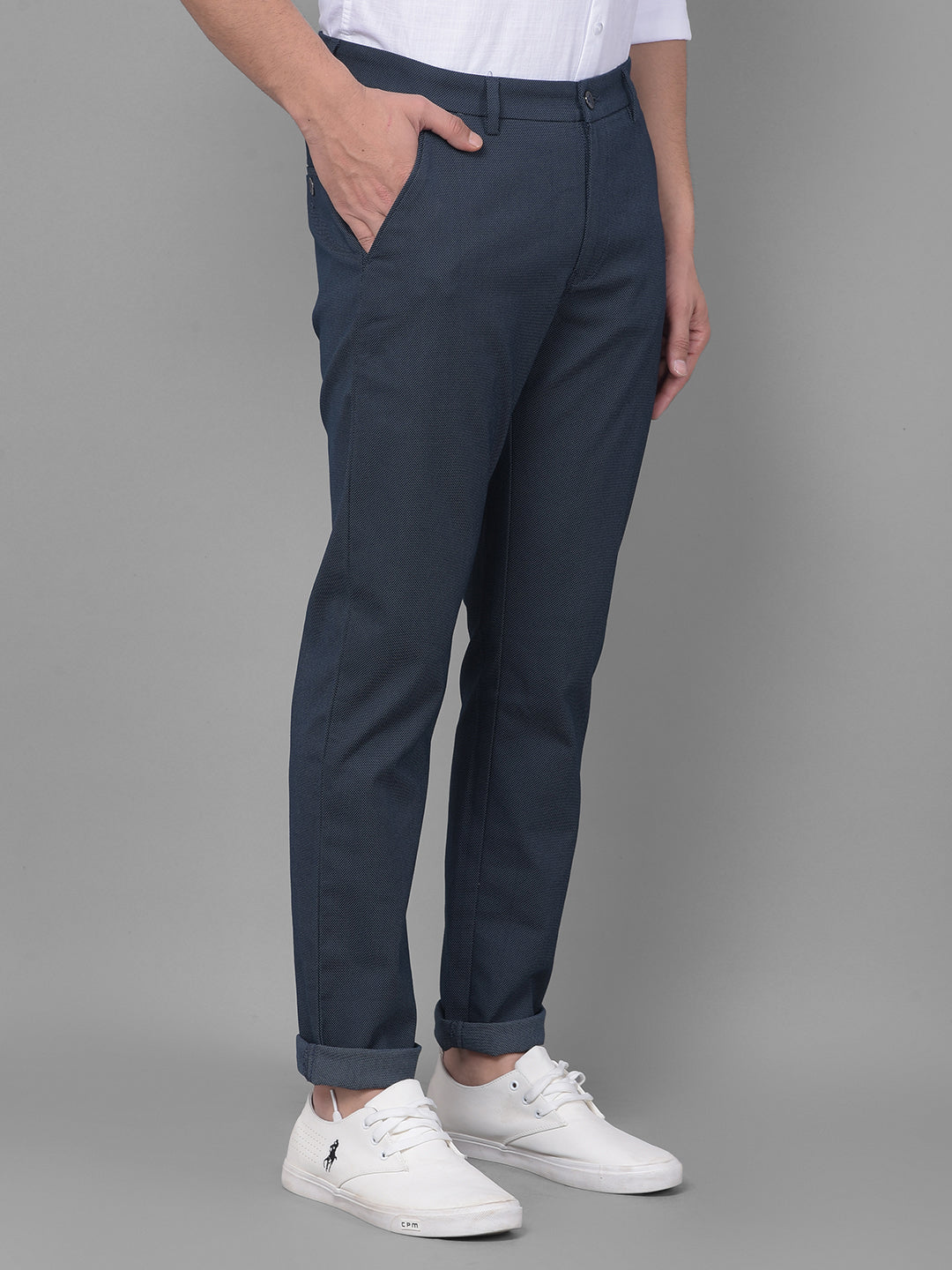 Navy Blue Trousers-Men Trousers-Crimsoune Club