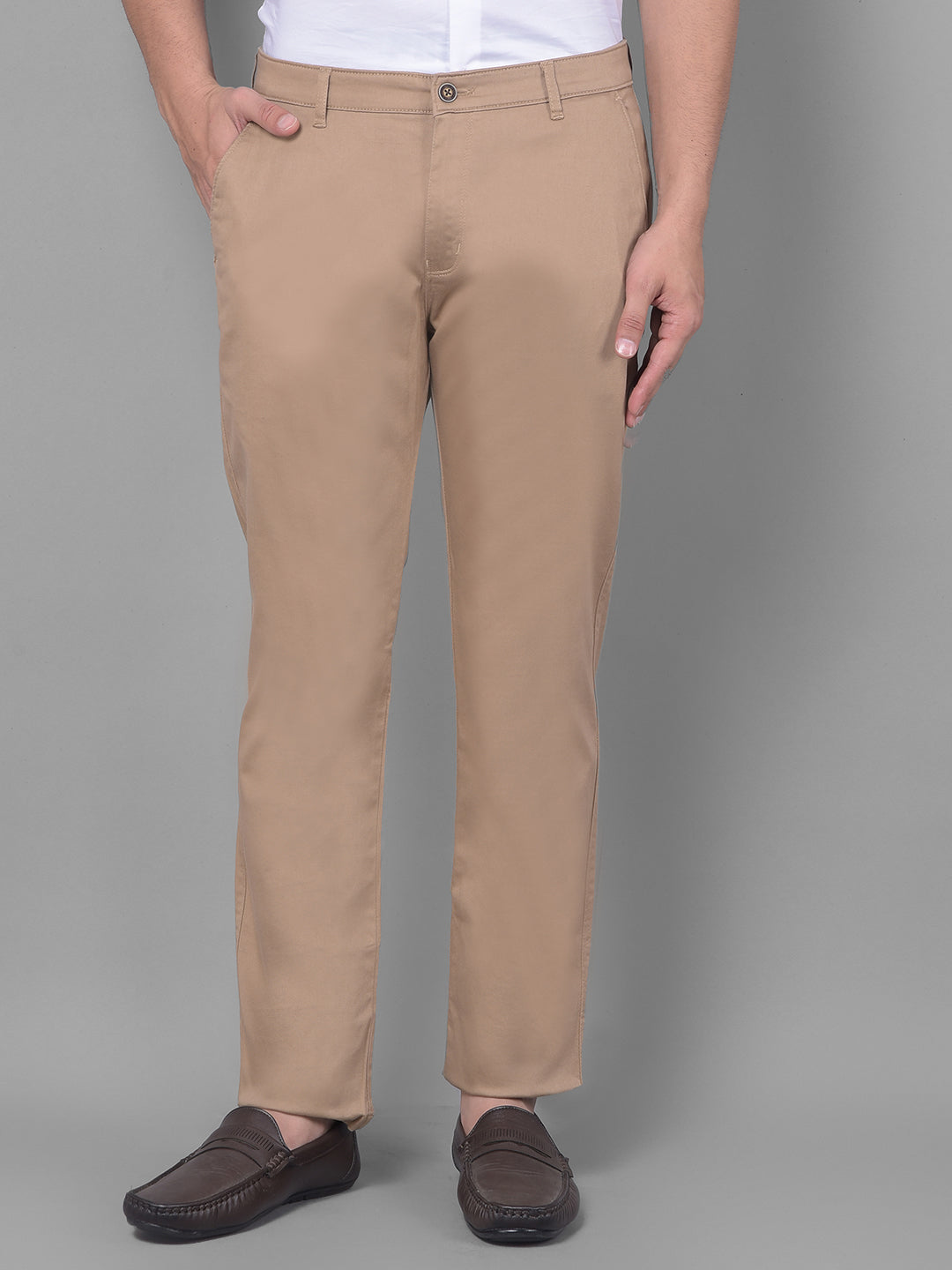 Beige Trousers-Men Trousers-Crimsoune Club