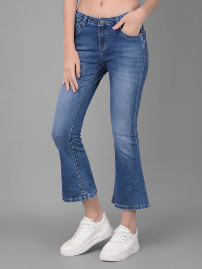 Blue Bootcut Jeans-Women Jeans-Crimsoune Club