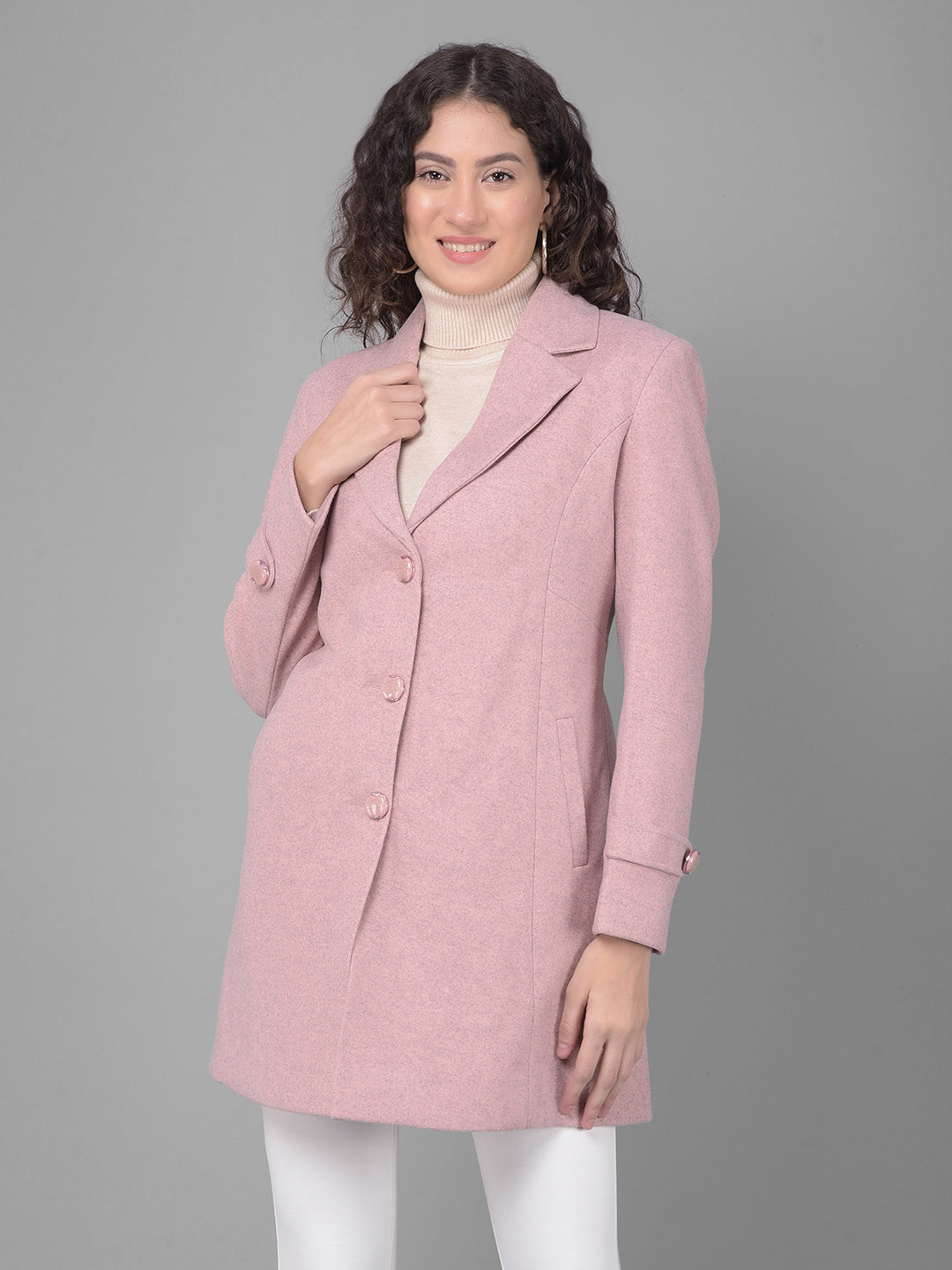 Pink Overcoat-Women Coats-Crimsoune Club