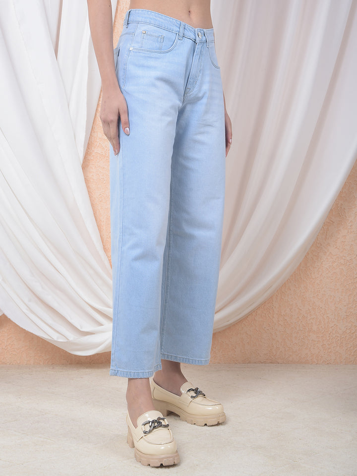 Blue Straight Jeans-Women Jeans-Crimsoune Club