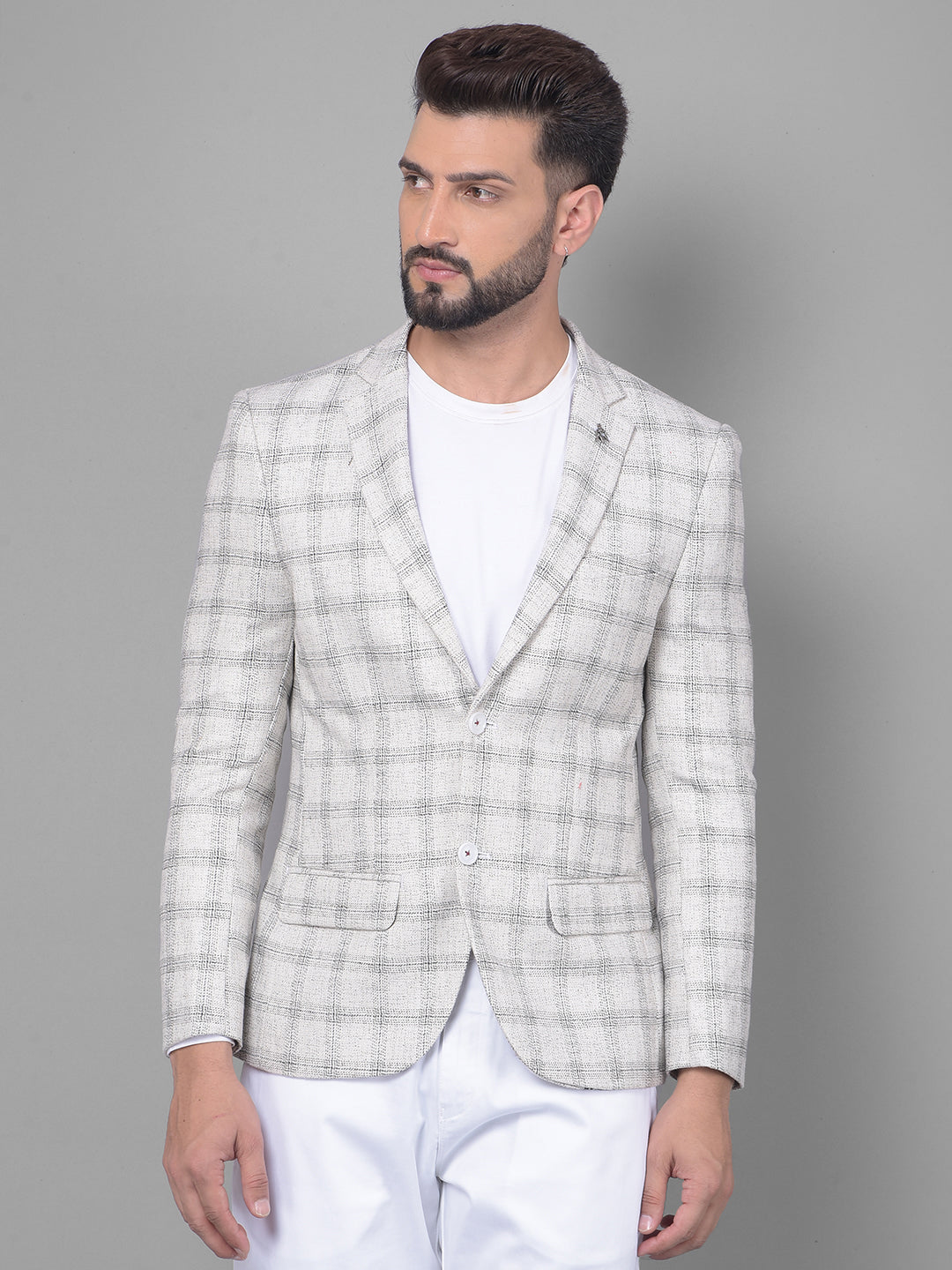 White Checked Blazer-Men Blazers-Crimsoune Club