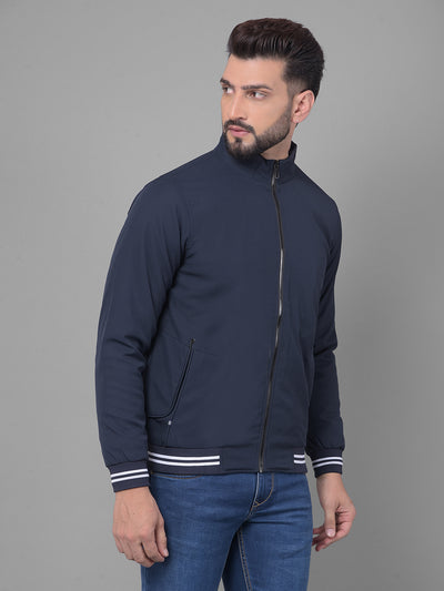 Navy Blue Bomber Jacket-Men Jackets-Crimsoune Club