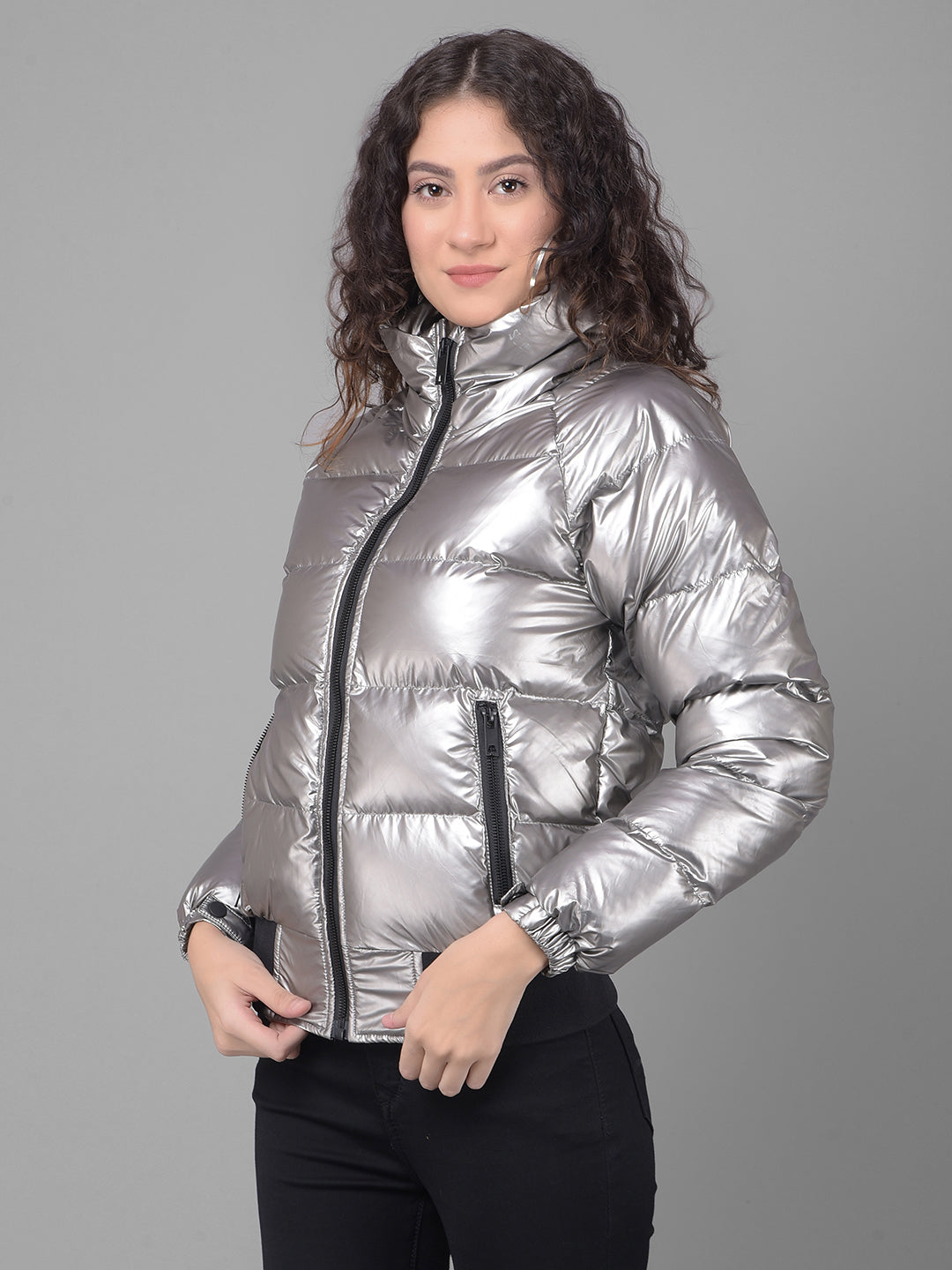 Grey Padded Jacket-Women Jackets-Crimsoune Club