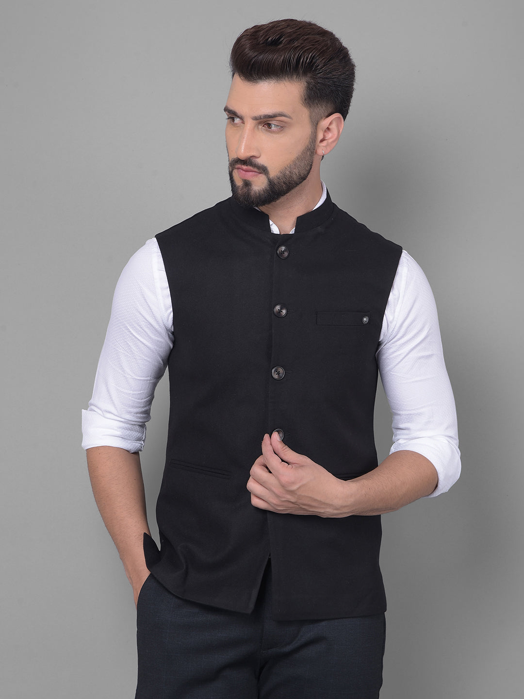 Black Waistcoat-Men Waistcoats-Crimsoune Club