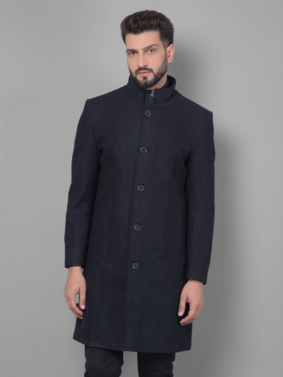 Navy Blue Overcoat-Men Coats-Crimsoune Club