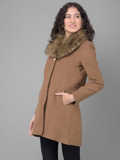 Brown Overcoat-Women Coats-Crimsoune Club