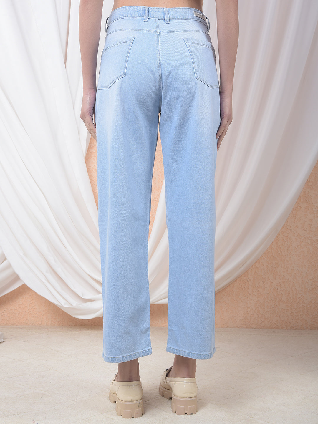 Blue Straight Jeans-Women Jeans-Crimsoune Club