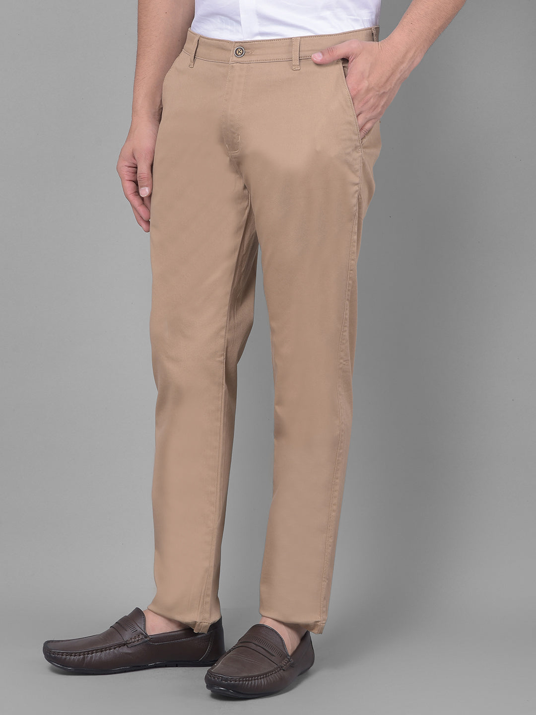 Beige Trousers-Men Trousers-Crimsoune Club