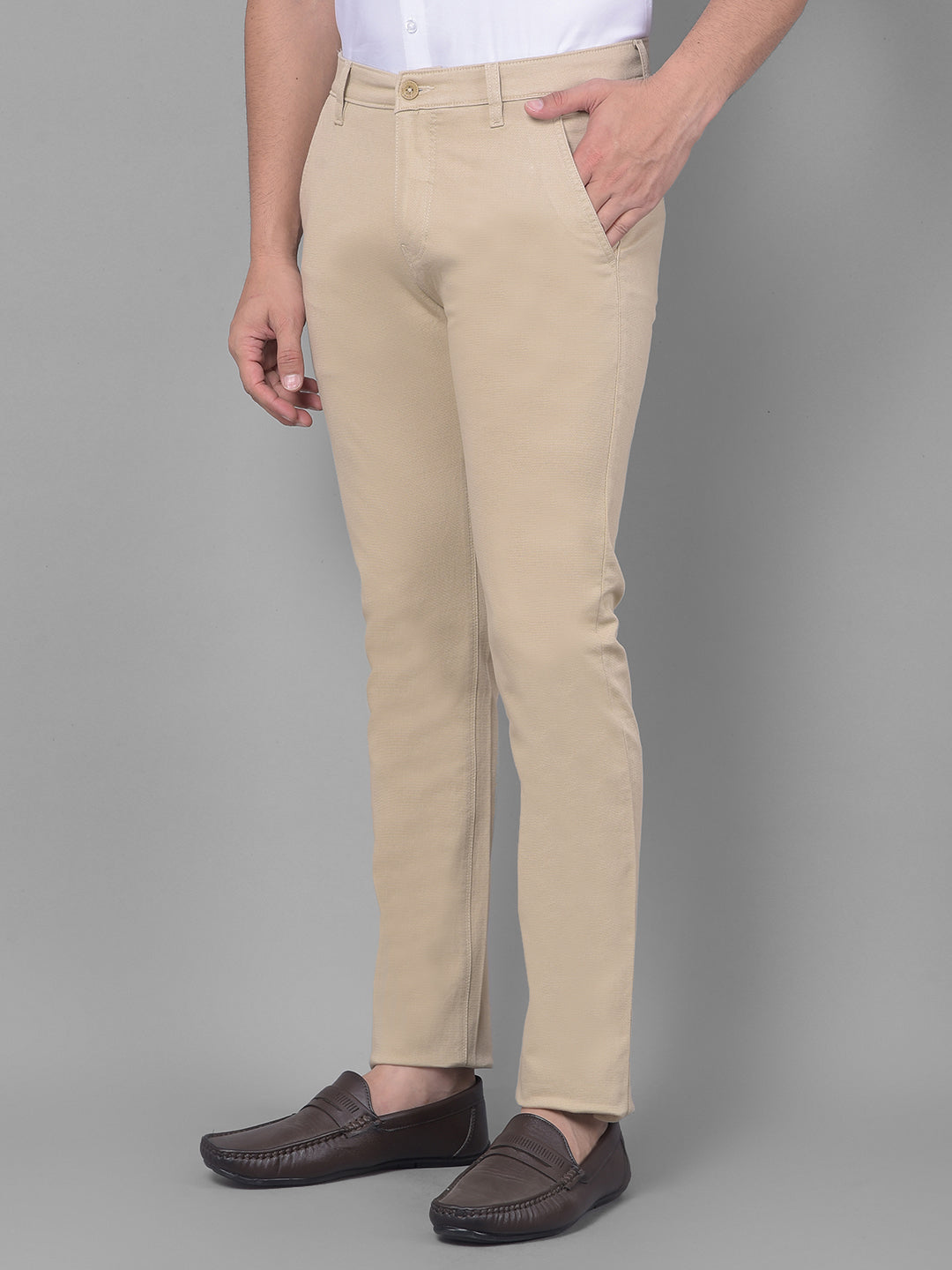 Beige Trousers-Men Trousers-Crimsoune Club