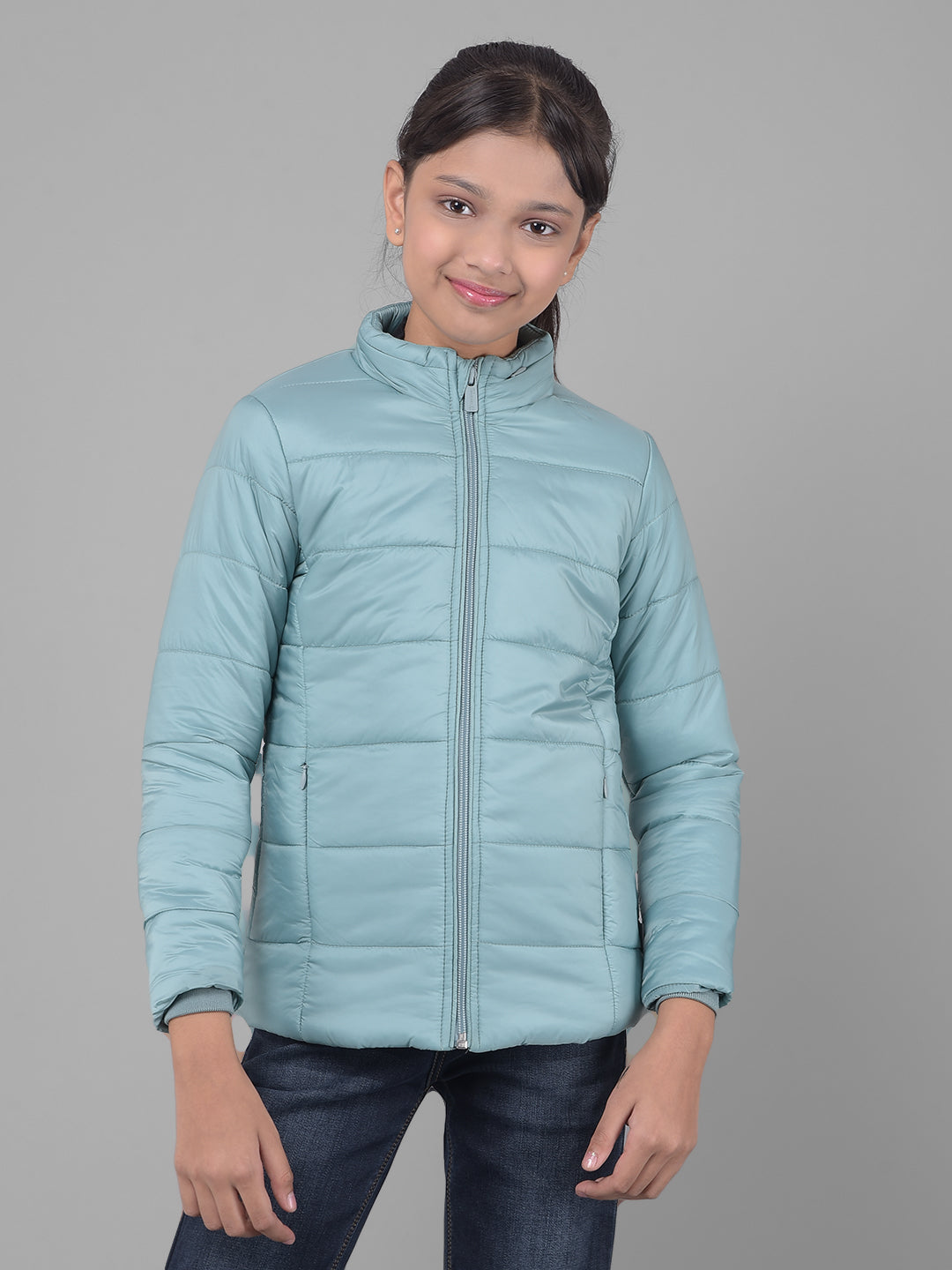 Mint-Green Puffer Jacket-Girls Jackets-Crimsoune Club