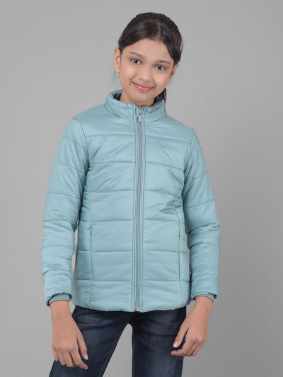 Mint-Green Puffer Jacket-Girls Jackets-Crimsoune Club