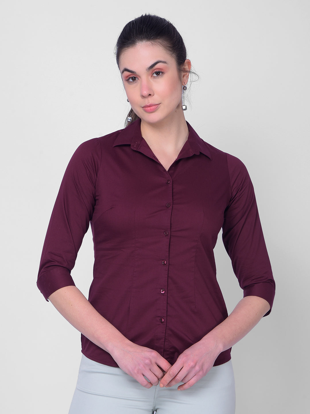 Maroon Shirt-Women Shirts-Crimsoune Club