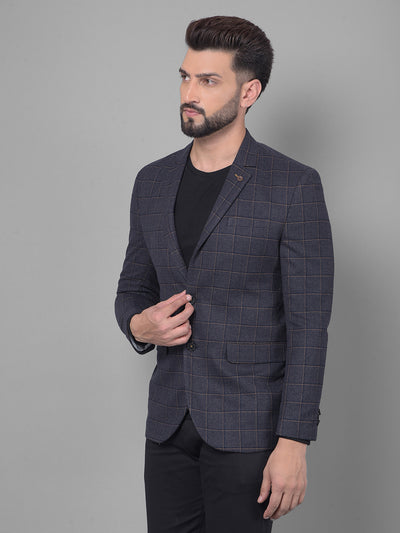 Black Checked Blazer-Men Blazers-Crimsoune Club