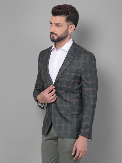 Green Checked Blazer-Men Blazers-Crimsoune Club