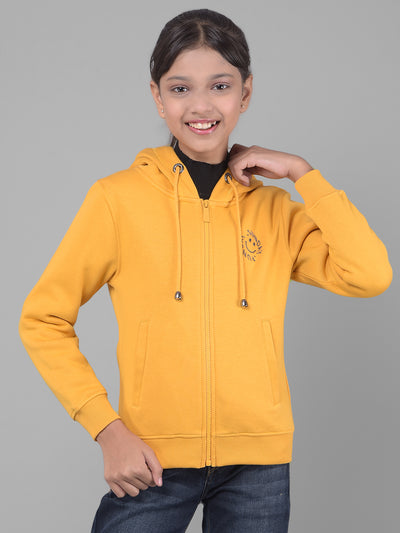 Mustard Hooded Sweatshirt-Girls Sweatshirts-Crimsoune Club